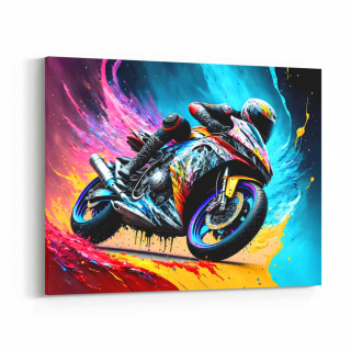 Obraz barevná splash art motorka