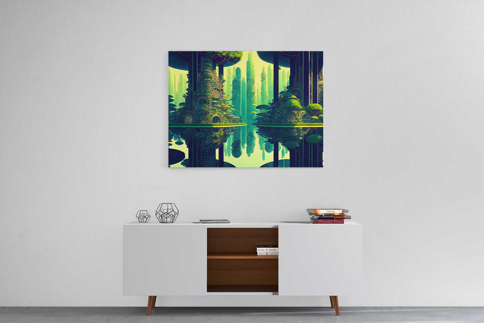 Obraz sci-fi zelená krajina u vody