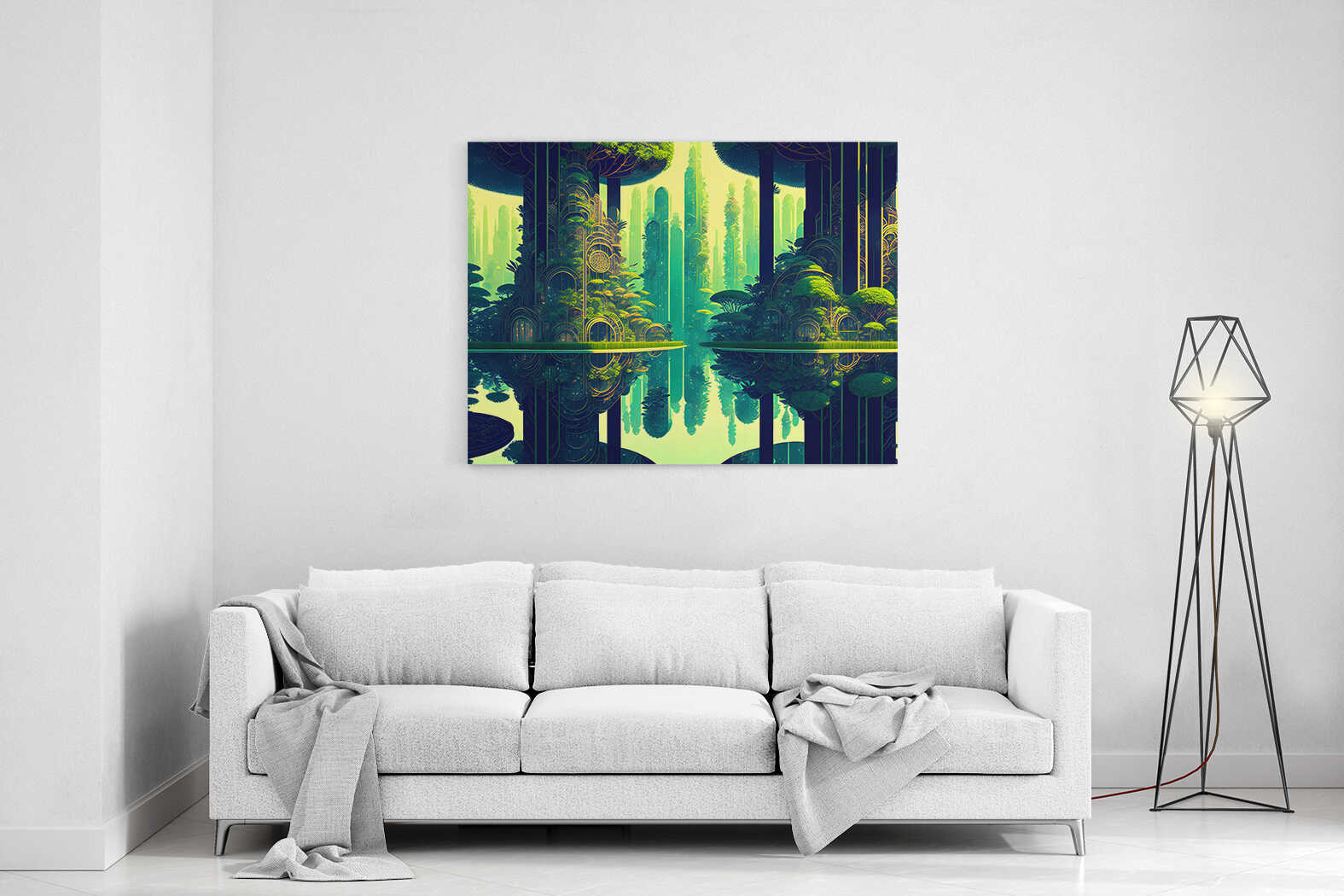 Obraz sci-fi zelená krajina u vody